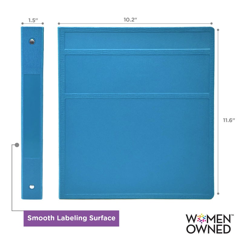 Carstens 1-Inch Heavy Duty 3-Ring Binder - Side Opening, Pool Blue, Durable Plastic, Precision No-Gap Rings, Waterproof Cover, No Pockets, Holds 125 US Letter Sheets, BPA-Free, Made in USA (8714-3R) - Image 3